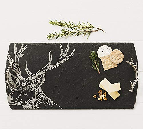 Just Slate JS/ST/SL/UB Large Stag Serving Tray, Slate, Black