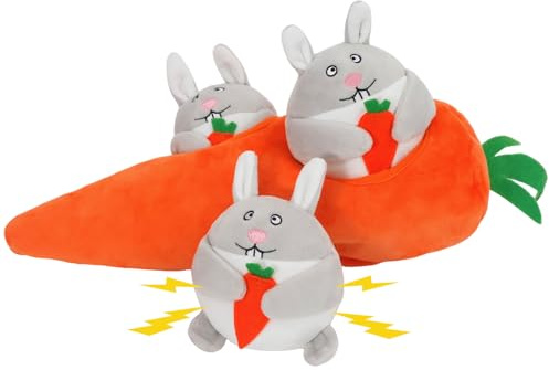 IFOYO Easter Dog Toy, Plush Squeak Dog Toys for Medium Small Dogs, Pets,to Hide and Seek, Turnip Rabbit