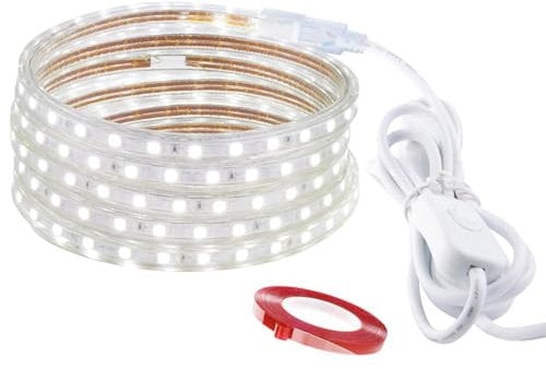 LONCWO LED Streifen 15m, IP65 Wasserdicht LED Band 220V 230V LED Lichtband Indirekte Beleuchtung, Weiß, 15M