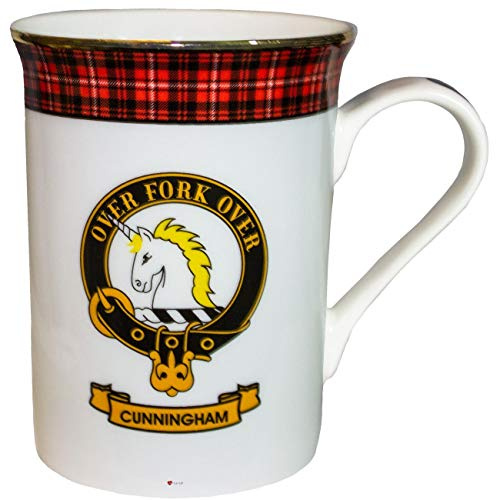 I LUV LTD China Coffee Mug Cunningham Clan Crest Gold Rim Scottish Made