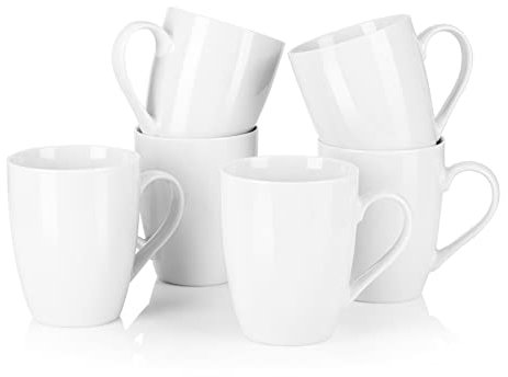 MALACASA, Serie Elisa, 6 TLG Porzellan Kaffeetasse Becher Set Tee Tasse Kaffeebecher Grauweiß
