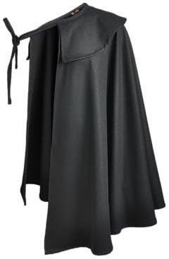 MYTHOLON Tilly Umhang aus Wolle, schwarz, Radmantel, Kutschermantel, Nachtwächter Umhang, Mittelalter, LARP