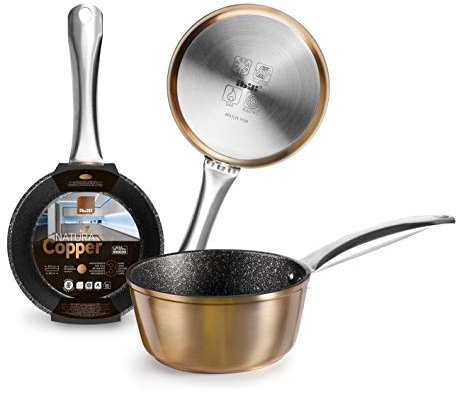 IBILI - Kochtopf Natura Copper, Kupfer, Griff aus Edelstahl, 14 cm, Anti-Haft-Beschichtung im Steinstil, geeignet für Induktion