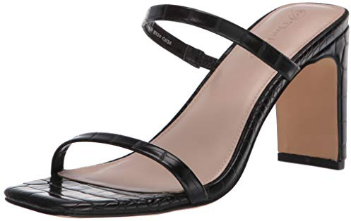 The Drop Women's Avery Square-Toe Two-Strap High Heeled Sandal, Black, 7.5 UK