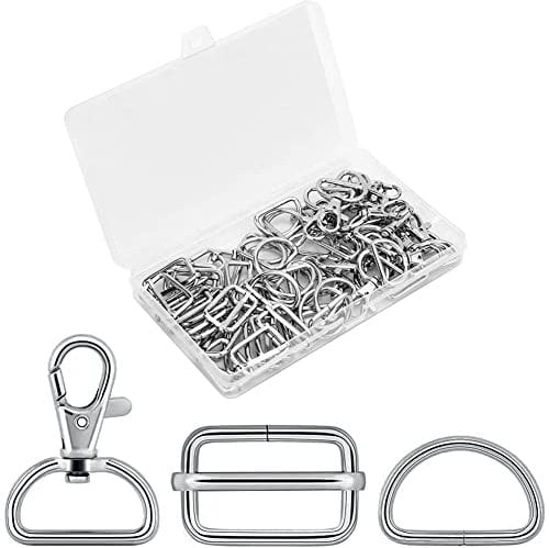 70 Stück Taschenzubehör zum Nähen, Tasche Haken, Metall Schnallen Schieber, D Ringe Gürtelschnallen, Karabinerhaken Naehen Zubehör für Handtaschen, Geldbeutel, Rucksack Reparatur