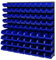 Stapelboxen Wandregal 772 x 780 mm - Lagersystem Sichtlagerkästen Schüttenregal - Wandplatten 82 Stück Blau Boxen
