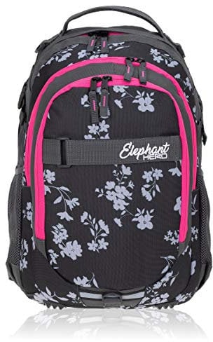Elephant Schulrucksack HERO SIGNATURE Rucksack (Grey Flower (Grau/Pink Zip))