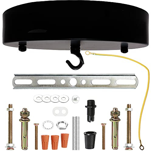 Sturkit 7.9inch Ceiling Canopy Kit with Hook, Ceiling Plate for Pendant Light with All Mounting Hardware,Black