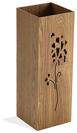 Versa Flowers Porte-parapluie pour l’entrée, Chambre ou Hall, Porte parapluie moderne, Dimensions (H x l x L) 48 x 22 x 22 cm, Bois MDF, Couleur Marron
