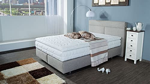 AUKONA Boxspringbett Roland 120x200, Farbe wählen und ändern, 7 Zonen Taschenfederkern-Matratze, H2 H3 H4, Komfortschaum-Topper, Lieferung und Aufbau kostenlos