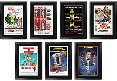 HWC Trading FR A3 Sean Connery Bond Collection x 7 Geschenke Gedruckt Poster Unterzeichnet Autogramm Bild Für Film Erinnerungsstücke Fans - A3 Eingerahmt