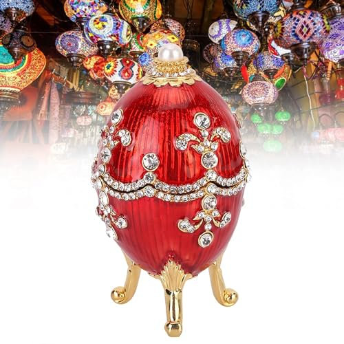 Faberge Eier Ei, Emaillierte Faberge Ei Schmuckschatulle, Emailliertes Osterei mit Ei Form Schmuck Veranstalter für Ohrringe, Ringe, Halsketten