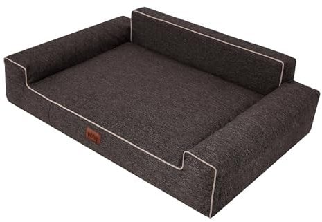 HOBBYGARDEN Hundebett Hundekissen Bett Kissen Haustierbett Hundeliegen Hundesofa Hundecouch Liegen Sofa Hundekorb Tierbett Weich, Braun, 116 x 78 cm