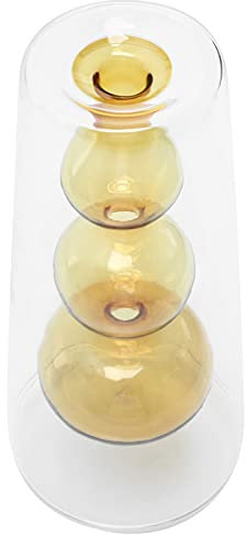 Angoily Glas Blume Vase Doppel Schicht Hydrokultur Vase Getrocknete Blume Contanier Halter für Tisch Büro Wohnzimmer Desktop Kaffee 17X8cm