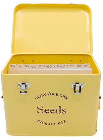 Gardening Naturally Seed Storage Tin With Free Dividers & Seed Envelopes Cream Colour