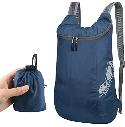 HuaJiao Faltbarer Rucksack, leichter Rucksack mit Aufbewahrungstasche, blau, 42*23*14.5 cm (16.5*9*5.5 Inch)