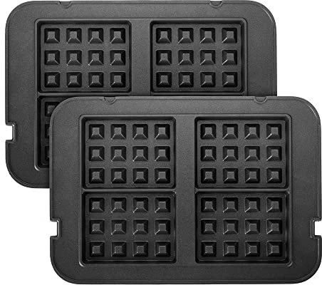 Ultratec Waffelplatten-Set für 2-in1- Kontaktgrill und Tischgrill, zum Zubereiten belgischer Waffeln, einfaches Einsetzen mit Klickmechanismus, spülmaschinen-geeignet