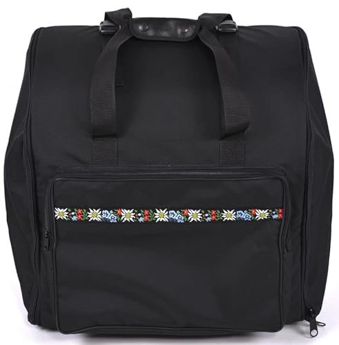 Generisch Steirische Harmonika Tasche Rucksack Edelweiss-Deluxe-PRO für 4-reihige Harmonikas in Schwarz mit Cordura-Material und Edelweiss-Borte
