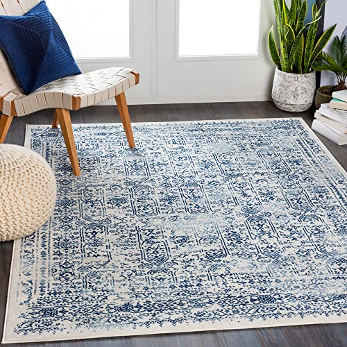 Livabliss Vicky Marrakech Vintage Rug – 200x275 cm, Natural, White & Blue