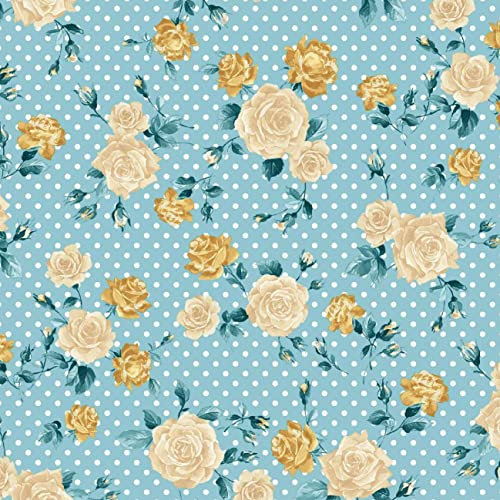 Jersey Stoff Meterware Elastisch Rosana Punkte Rosen Retro Kombistoff Viele Farben 150 cm WB 15,98 €/m Farbe Petrol