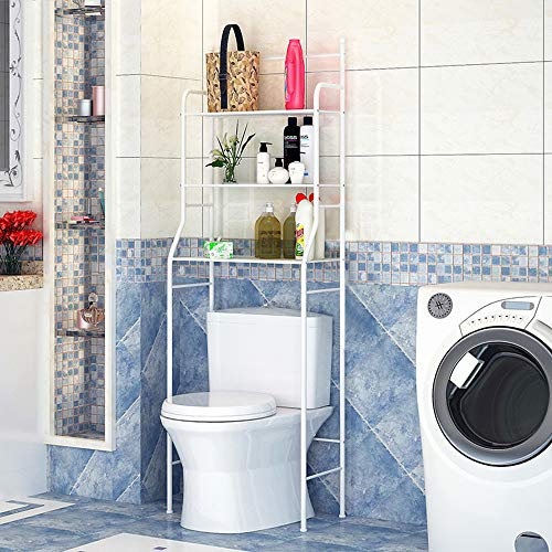 THINFAR Etagère de Salle de Bain, Meuble de Rangement au-Dessus des Toilettes WC avec 3 tablettes, Meuble Etagères de WC, Étagère de Rangement pour Salle de Bains (157 * 48 * 26cm-Blanc)