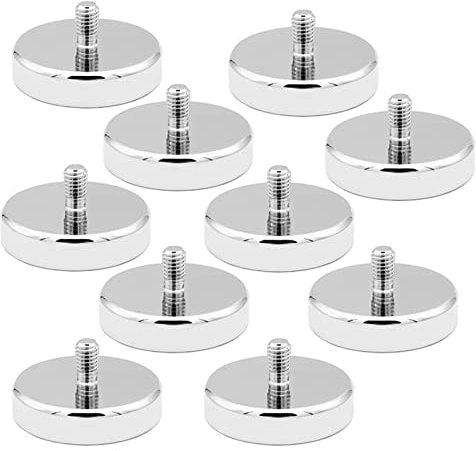 10 x Neodym Magnete Ø 25mm mit M5 Gewinde, 20kg Haftkraft Magnetsysteme, Runde Neodym Magnete mit Gewinde für Schrauben Öse oder Haken