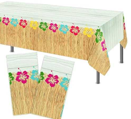 COLOFALLA 2 Stück Tischdecke für Hawaii Party Deko Tischtuch Hawaii Tischdecke Hawaii Tischdeko für Tisch Luau Party Tiki Tropical Party Sommer Party