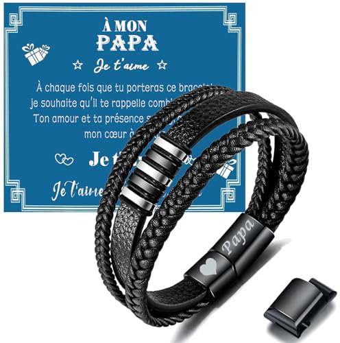 Gkmamrg Cadeau Fête des Pères - Gravure 'Je T'aime Papa' pour Papa de Noël