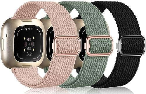 Epova Armband Kompatibel mit Fitbit Versa 3 Armband/Versa 4 Armband/Sense Armband/Sense 2 Armband Damen Herren, Weich Elastisch Nylon Ersatzband für Fitbit Versa 3 Armband/Fitbit Versa 4 Armband