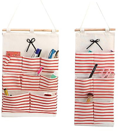 Hoshisea 2 Stück Hängende Aufbewahrungstasche, Hängende Tasche Wand, Tür Hängeorganizer Wand, Wandtaschen für Schlafzimmer, Büros, Bäder (Rosa)