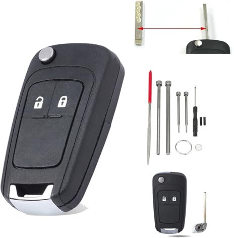 2 Buttons Vauxhall Astra Key For Vauxhall Opel Insignia Key Fob For Vauxhall Meriva Mokka Zafira key with Vauxhall Key Fob Battery CR2032 with Astray J Key Blade Removal Tools