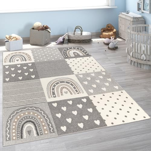 Paco Home Kinderteppich Teppich Kinderzimmer Mädchen Jungs Verschiedene Motive Und Größen, Grösse:120x160 cm, Farbe:Grau 4