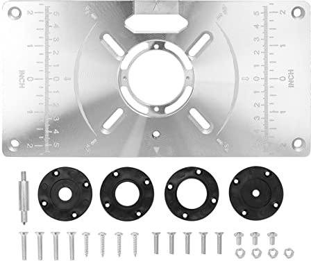 YIWENG Router Table Insert Plate, Placa de inserción de Mesa de enrutador, máquina de Corte de Aluminio, Tablero Giratorio de Grabado con 4 Anillos para carpintería