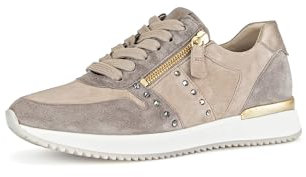 Gabor Damen Low-Top Sneaker, Frauen Halbschuhe,Strassenschuhe,Freizeitschuhe,Turnschuhe,Laufschuhe,schnürschuhe,fumo/Rabbit(Gold),37 EU / 4 UK