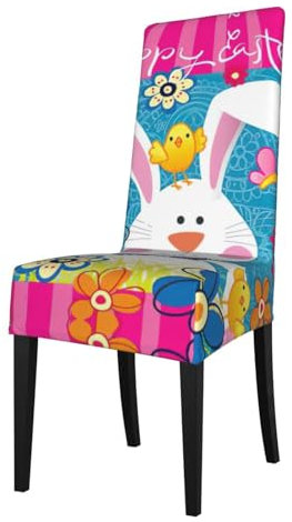 Stuhlhussen Frühling Frohe Ostern Urlaub Druck Stuhlhussen für Esszimmer Wasserdicht Stretch Esszimmerstuhlhussen für Esszimmer Küche