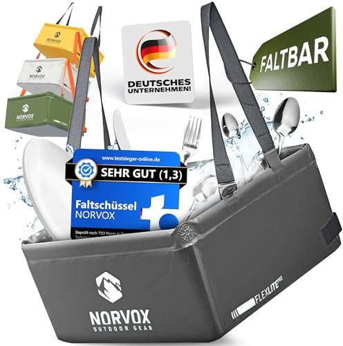 NORVOX Faltschüssel Camping - 22L – Faltbare Schüssel - Universell als Outdoor Spülschüssel, Waschschüssel, Spülwanne zum Abwaschen oder als Faltbarer Eimer