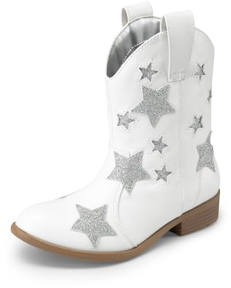 DREAM PAIRS Stivali da cowgirl a metà polpaccio glitterati da cowboy, stivali western, scarpe da equitazione per bambine e ragazze