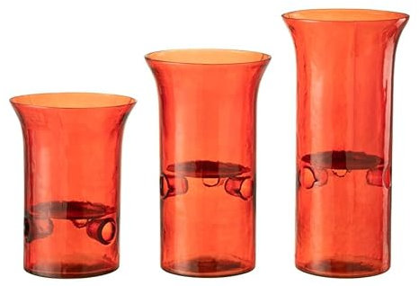 J-Line Set 3 Photophore Bord Verre/Metal Rouge