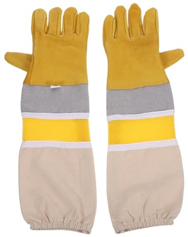 OFFSCH Beekeeper Prevent Gloves Xl Golden Breathable Anti- Protective Sleeves Professional Ventilated Apiculture Equipment for Men and Women Maximum Dexterity and Protection Against Stings