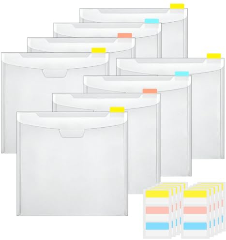 Transparenter Papier-Organizer, Papieraufbewahrungs-Organizer, transparente Scrapbook-Hülle, 30,5 x 30,5 cm, transparenter Papierhalter, Haftindex-Tabs für Papierorganisation,