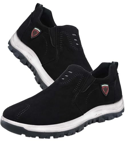 AZMAHT Hombre sin Cordones para Hombre Zapatos ortopédicos Transpirables para Hombre Zapatillas De Senderismo Y Trekking Hombre Zapatillas de Trekking Ligeras Antideslizantes,Negro,45/275mm