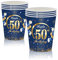 MORAINJAY 16 tazas de cumpleaños para 50 onzas, vasos de papel azul marino para fiesta de 50 cumpleaños, tazas de fiesta para hombres, mujeres, ella, él, suministros de fiesta de cumpleaños,