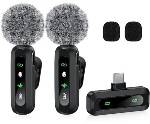 Dual Wireless Lavalier Microphone for Camera/iPhone/Android Phone/Laptop/Computer, Professional Plug-and-Play Lapel Mic for Video Recording, Interview, Vlogging - Wireless DJI Mic Solution