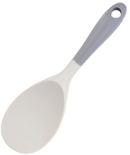 Silicone Rice Spoon, Non Stick Heat Resistant Rice Spatula Kitchen Gadge Scooper Cooking Utensil Paddle Spatula Cooker Spoon for Salads Mashed Potato (Grey)