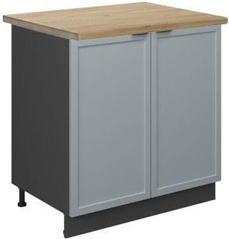 Vicco Sink base cabinet Fame-Line, Light blue-grey, 80 cm, WT Oak