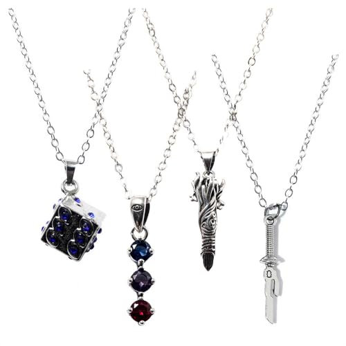 4 Set Jujuts Kaisens Halskette Anime Figur Satoru Gojos Cosplay Necklace Accessories Waffen Modelle Anhänger Jewelry Silber Kette
