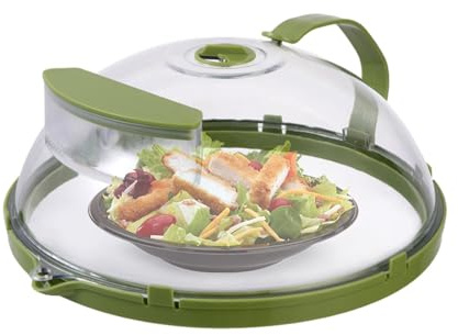 Cubierta para alimentos para microondas, protector contra salpicaduras con tanque de agua, utensilio de cocina y colador a prueba de salpicaduras, cubierta para microondas con ventilación media para c