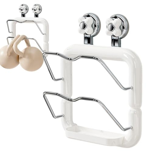 Topfdeckel-Organizer für Schrank – Pfannendeckel-Organizer, Wandhalterung, 2-stöckig, Topfdeckel-, wiederverwendbarer - und Pfannenregal, Deckelhalter für Schranktür/Wand-Topfdeckel