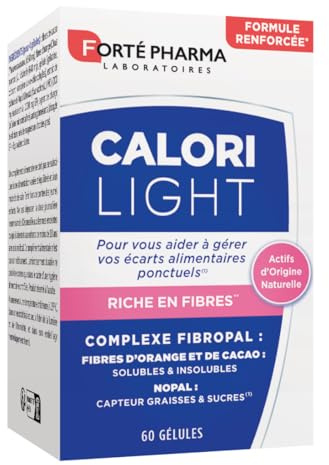 Forté Pharma CaloriLight 60 Ecarts alimentaires ponctuels 60 gélules | Aide minceur et perte de poids au Nopal & Fibres d'orange et de cacao, Actifs d'origine naturelle, 6 max/jour