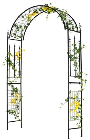 RELAX4LIFE Rosenbogen, Rankbogen Rund aus Metall stabil, romantisches Gartenspalier für Kletterpflanzen, Torbogen aus rostfreiem pulverbeschichtetem Metall, 234 cm Gartenbogen wetterfest & freistehend